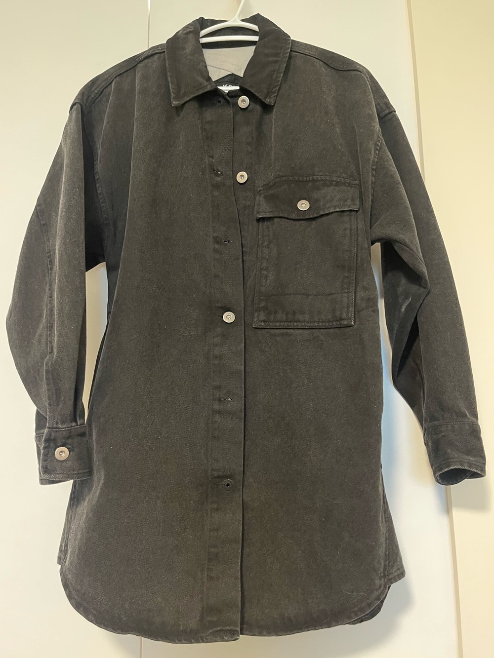 KOTN Black Button-Up Long Shirt Jacket // Size S